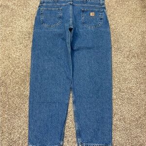 Vintage 90s Carhartt Work Jeans Men’s 42x32 Straight Leg Blue Denim WU8598
